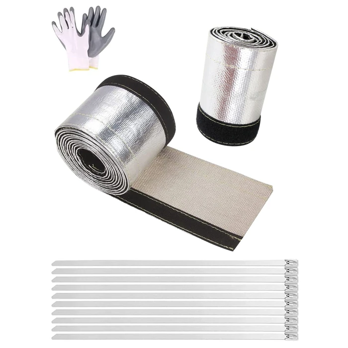 Alioncar Heat Shroud Aluminized Sleeving Heat Shield fuel line wire heat sleeve for Ultimate Heat Protection Hose Wire Sleeving, 1/2" I.D.x 10FT with 10PCS Stainless Steel Cable Metal Ties-Silve by Alioncar - Used - Good condition