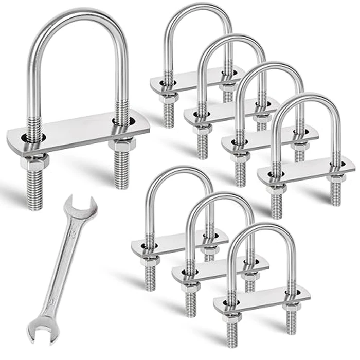 SRZTXU 8 Sets M8 U-Bolts,u-Bolts 1.5" (40mm) Wide,304 Stainless Steel u-Bolts,with Nuts,Bolt Plate and washers (8, M8 x 40mm x 90mm) by SRZTXU - Used - Like New condition - US$24.84