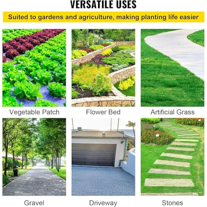 VEVOR Garden Weed Barrier Fabric, 5.8 OZ Heavy Duty Landscape Fabric, 4ft x 100ft Weed Block Control for Garden Ground Cover, Woven Geotextile Fabric for Landscaping, Gardening, Underlayment, Black by VEVOR - Image 6