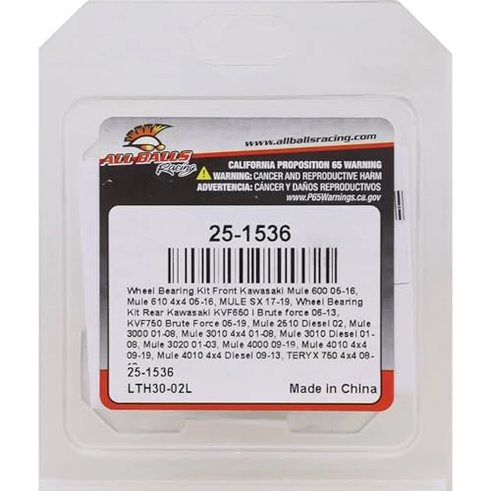 All Balls Racing Wheel Bearing Kit 25-1536 Compatible With/Replacement For Kawasaki KVF650 I Brute Force 2006-13, KVF750 Brute Force 2005-2021, KVF750 Brute Force EPS 2012-2023, Mule 2510 Diesel 2002 by All Balls - Image 7