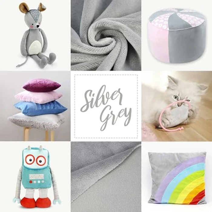 kullaloo Plush Fabric | Solid Silver Grey Minky Fabric for Sewing | Super Soft Cuddle Material | 39.5x29.5" | Plushies, Baby Blankets, Pillows, Dog Beds, Cat Beds, Beanie, Baby Accessories, Apparel by kullaloo - Image 6
