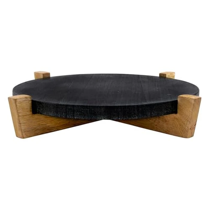 Santa Barbara Design Studio Charcuterie Boards for Cheese, Meat, and Fruit Marble Board on Mango Wood Stand, 12.25" L x 10" W x 2" H, Black by Santa Barbara Design Studio - Used - Acceptable condition - CA$23.07