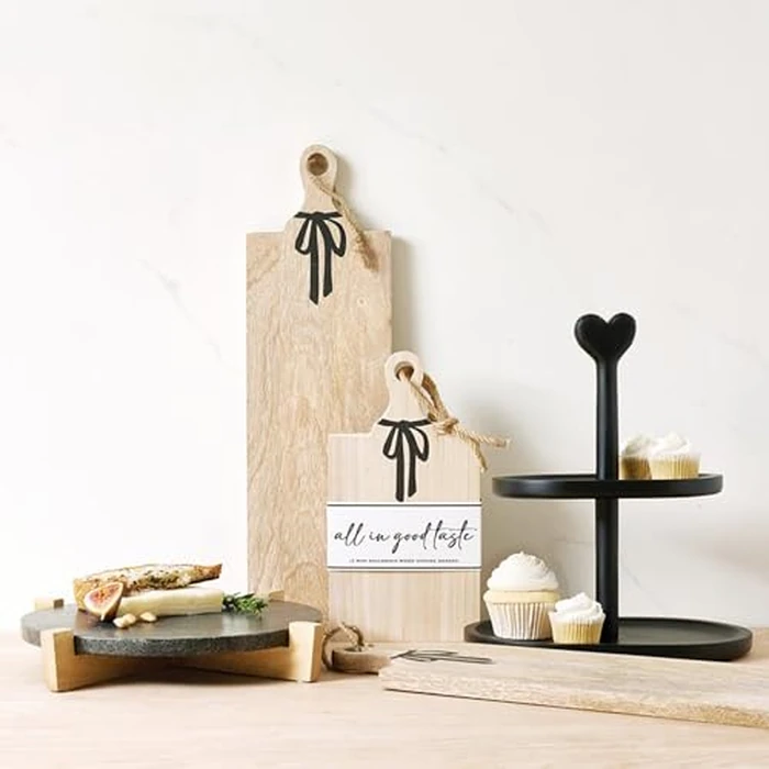 Santa Barbara Design Studio Charcuterie Boards for Cheese, Meat, and Fruit Marble Board on Mango Wood Stand, 12.25" L x 10" W x 2" H, Black by Santa Barbara Design Studio - Image 3