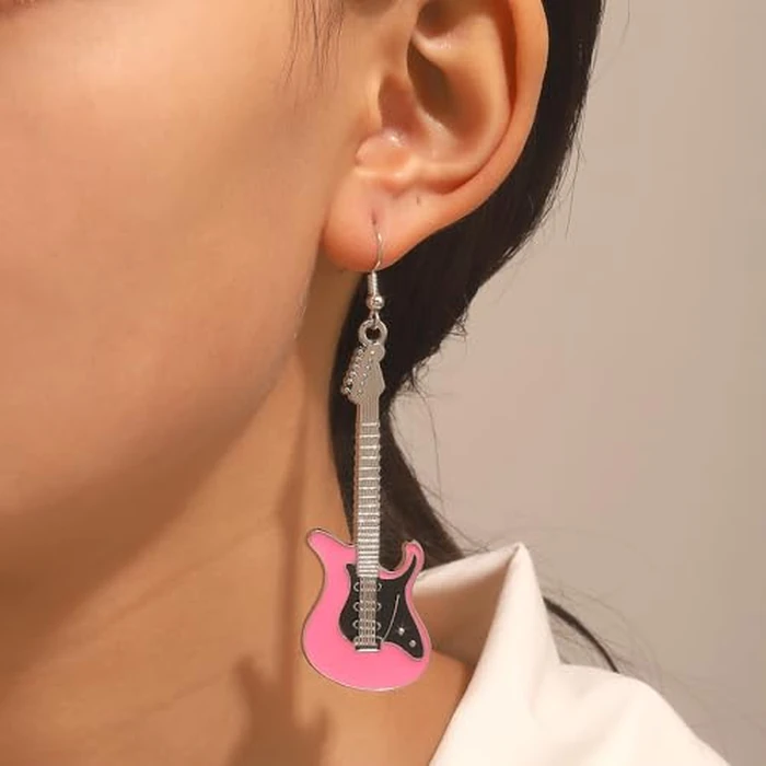 Guitar Music Earrings Bass Electric Guitar Dangle Drop Earrings for Women Chic Rock Music Lovers Teacher Singer Personalized Concert Party Rock and Roll Accessories by Adoshine - Used - Very Good condition - US$6.51