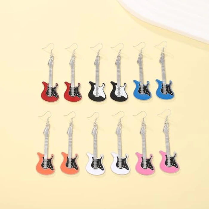 Guitar Music Earrings Bass Electric Guitar Dangle Drop Earrings for Women Chic Rock Music Lovers Teacher Singer Personalized Concert Party Rock and Roll Accessories by Adoshine - Image 2