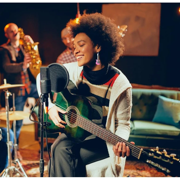 Guitar Music Earrings Bass Electric Guitar Dangle Drop Earrings for Women Chic Rock Music Lovers Teacher Singer Personalized Concert Party Rock and Roll Accessories by Adoshine - Image 4