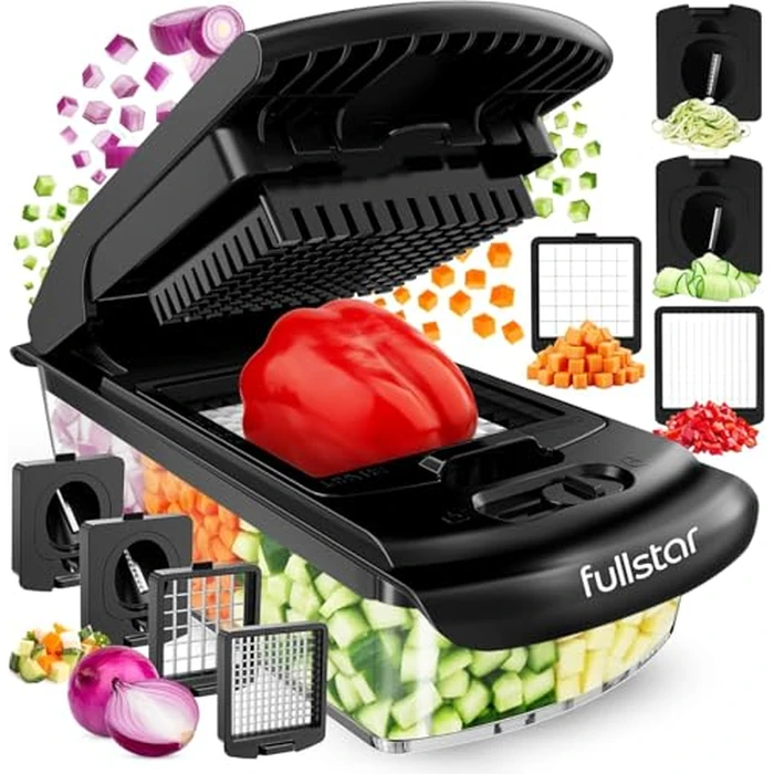 Fullstar The Original Pro Chopper - Vegetable Chopper and Spiralizer, Food Chopper with Container, Fruit Slicer, Kitchen Gadgets & Gifts, Home Essentials (4 in 1, Black) by fullstar - Image 1
