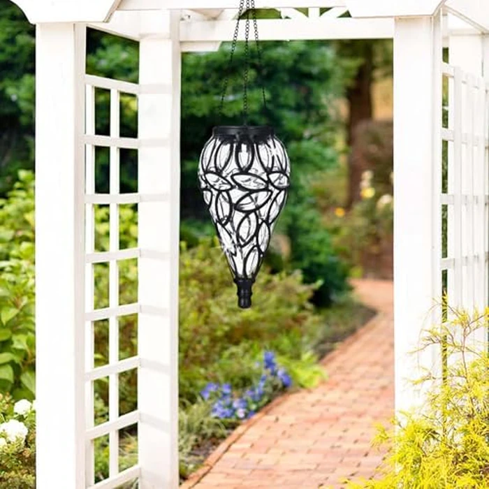 SUNNYPARK Outdoor Plastic Solar Hanging Lantern, 15 Multi Color LEDs Twinkle Effect Tear-Shaped Hanging Lantern Decor Garden Decorative Solar Lights for Backyard, Patio and Lawn by SUNNYPARK - Image 5