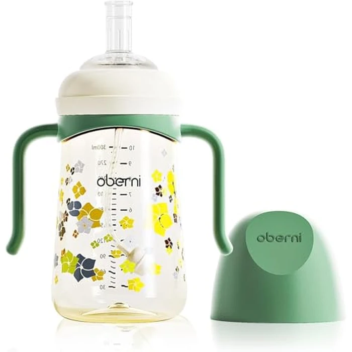 Oberni Sippy Cup, PPSU Baby Water Bottle, Toddler Straw Cup with Leakproof Spout for 6+ Months, Green/300ml/10oz/1Pack by Oberni - Used - Acceptable condition - CA$10.77