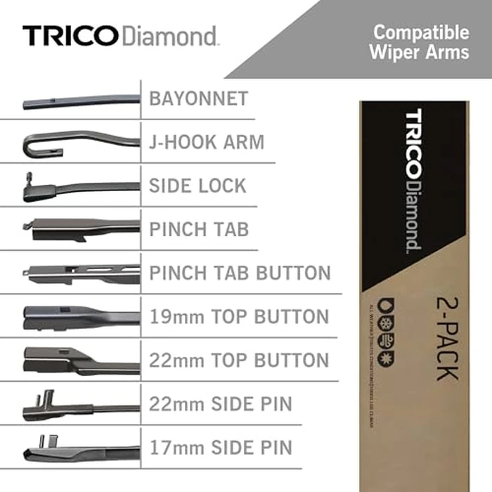 TRICO Diamond Wiper Blade 24 & 16 inch Fits Select Hyundai, Ford, Subaru, Kia, Mitsubishi, GMC, Toyota, Saturn, Chevrolet, Lexus, Ram, Scion, Honda, Model Years (25-2416) by Trico - Image 3