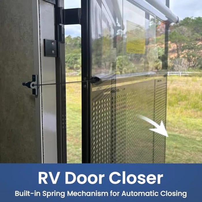 Safoner RV Screen Door Closer with Adjustable Tension, Aluminum Automatic Closing Device with Accessories, Works with Most Camper Latches & Travel Trailer Handles by Safoner - Image 2