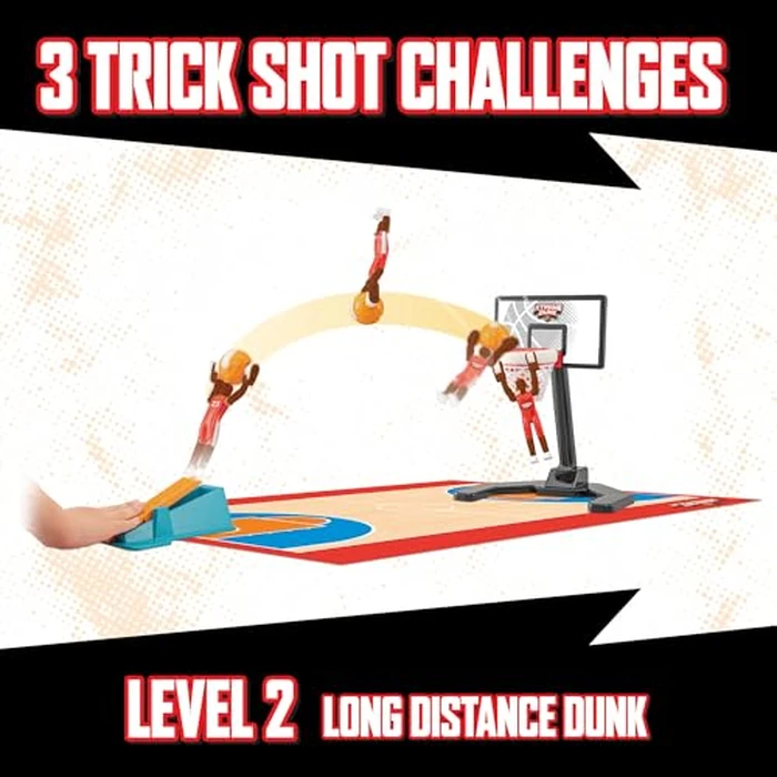TOMY Xtreme Dunk - Trick Shot Mini Basketball Game Set with Mini Hoop and Player Figure - Tabletop Indoor Basketball Game - Kids Sports Toys - Ages 6 Years and Up by TOMY - Image 3