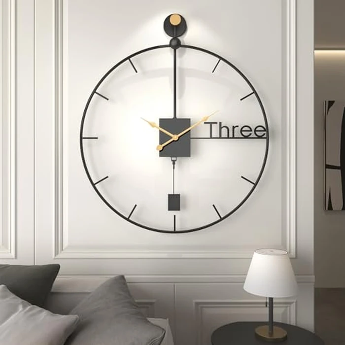 Cuspin 30 inch Large Wall Clocks Battery Operated Wall Clock with Pendulum, Silent Non-Ticking Metal Clock for Living Room Decor, Modern Decorative Hanging Clock for Bedroom, Office, Kitchen, Home by Cuspin - Used - Very Good condition - US$60.64