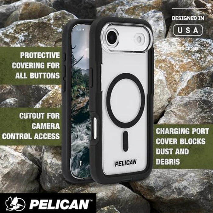 Pelican Voyager iPhone Air Case [Compatible with MagSafe] Rugged Phone Case w/ 24ft Military-Grade Drop Protection - Heavy Duty Phone Cover w/Belt Clip Holster for iPhone Air - Black/Clear by Pelican - Image 5