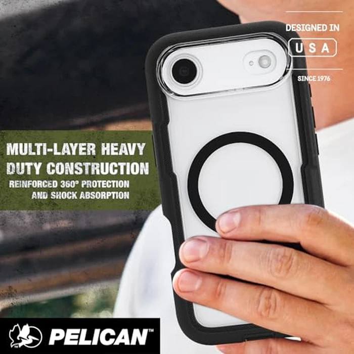 Pelican Voyager iPhone Air Case [Compatible with MagSafe] Rugged Phone Case w/ 24ft Military-Grade Drop Protection - Heavy Duty Phone Cover w/Belt Clip Holster for iPhone Air - Black/Clear by Pelican - Image 7