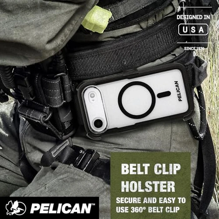 Pelican Voyager iPhone Air Case [Compatible with MagSafe] Rugged Phone Case w/ 24ft Military-Grade Drop Protection - Heavy Duty Phone Cover w/Belt Clip Holster for iPhone Air - Black/Clear by Pelican - Image 8