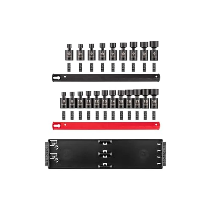 TEKTON 3/8 Inch Drive 6-Point Universal Joint Impact Socket Set with Rails and Tray, 21-Piece (5/16-3/4 in., 8-19 mm) | SID97200 by TEKTON - Image 2