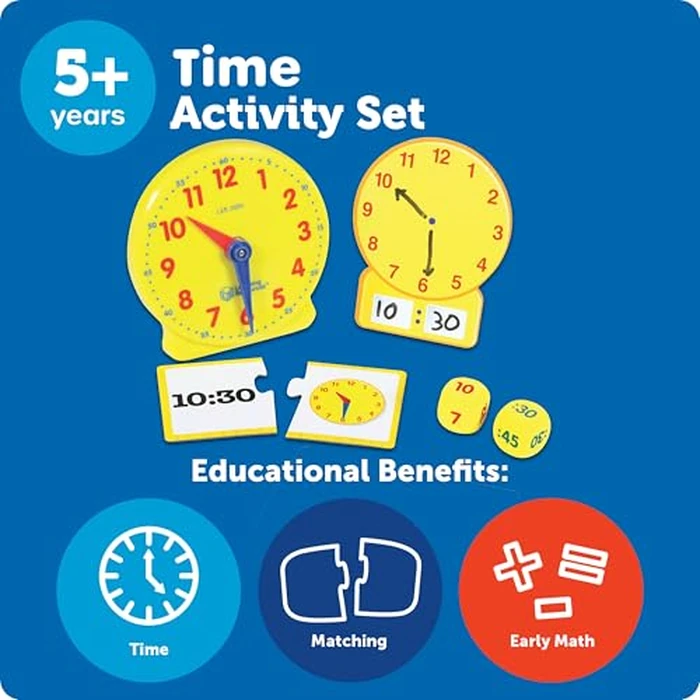 Learning Resources Time Activity Set - Teaching Clocks for Kids, Teacher Classroom Must Haves, Elementary School & Montessori Activities, Math Manipulatives, Time Flash Cards, Gifts for Boys and Girls by Learning Resources - Image 5