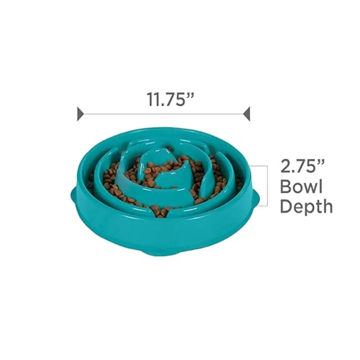 Outward Hound Fun Feeder Slo Bowl - Large 4‑Cup Capacity, Slow Feeding, Medium to Large Dogs, Non‑Slip, Turquoise, Drop Pattern by Outward Hound - Image 7