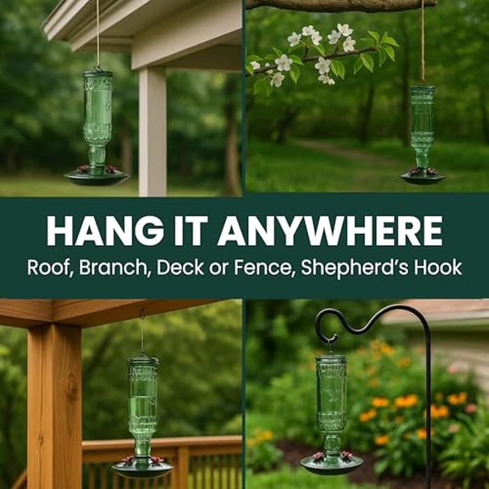 Perky-Pet 8108-2 Green Antique Bottle 10 oz. Glass Hummingbird Feeder by Perky-Pet - Image 6