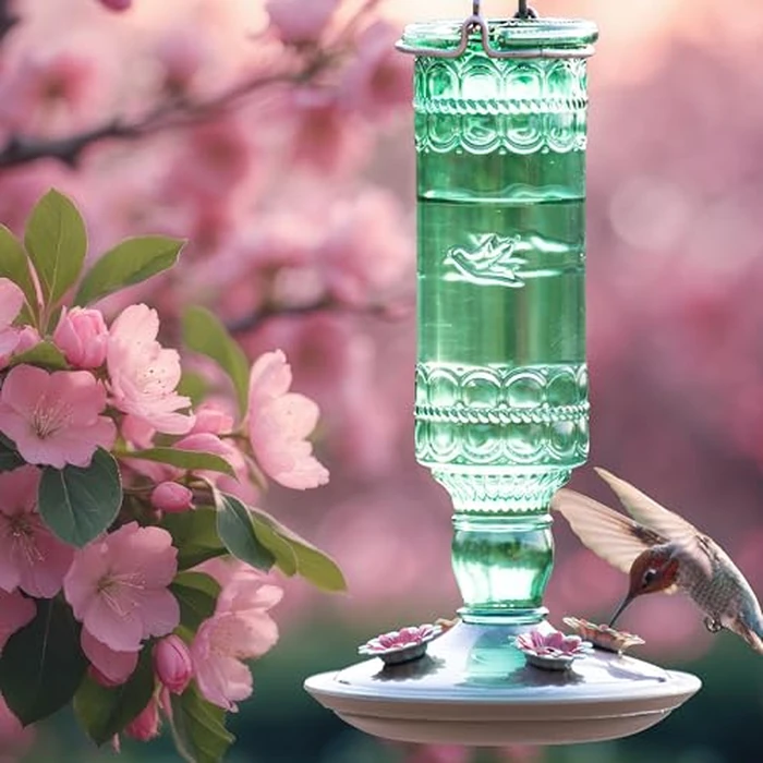 Perky-Pet 8108-2 Green Antique Bottle 10 oz. Glass Hummingbird Feeder by Perky-Pet - Image 7