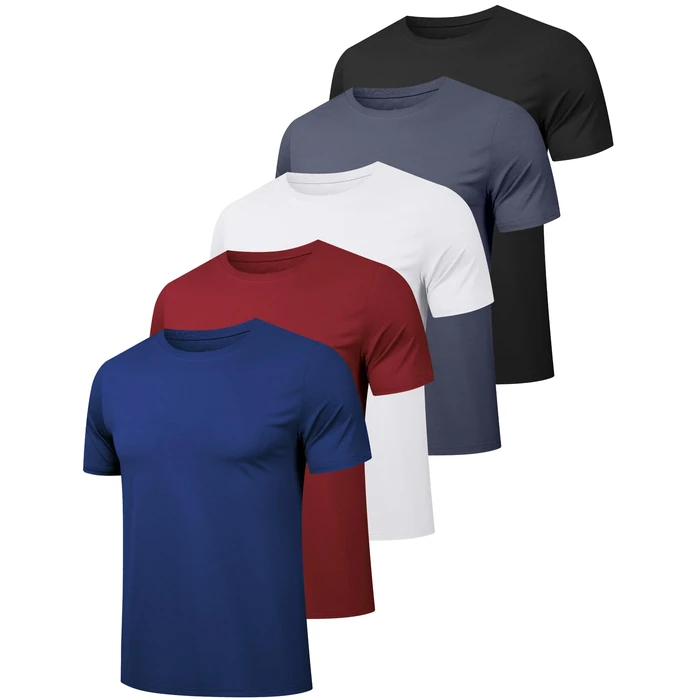 OYGSieg 5 Pack Mens Workout Shirts Quick Dry Short Sleeve Athletic Crew Neck T-Shirts for Running Gym Training Fitness 5A L by OYGSieg - Used - Like New condition
