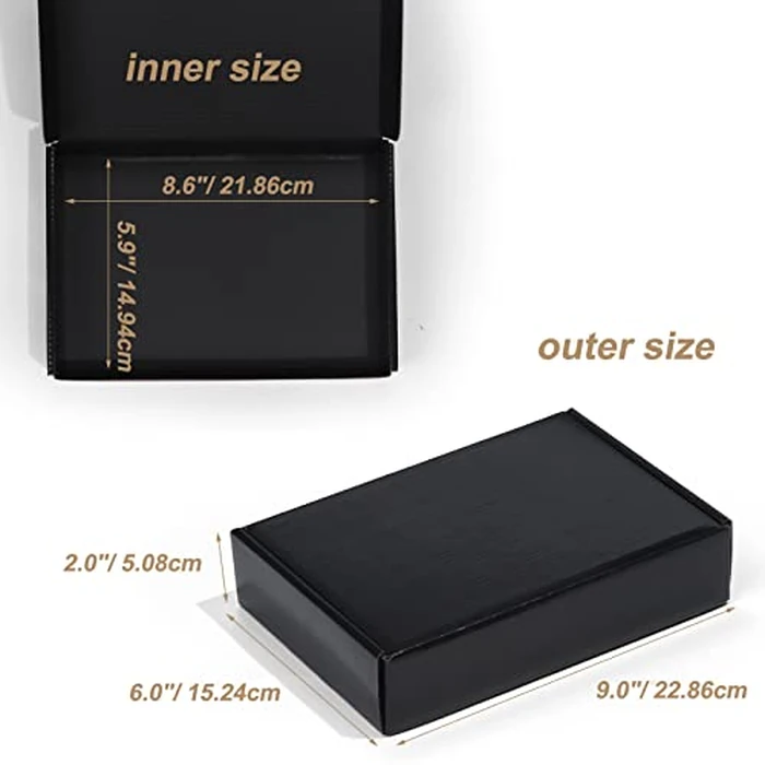 ZBEIVAN 9x6x2 Black Small Shipping Boxes, 20 Packs Corrugated Cardboard Mailer Boxes for Packaging Small Business Mailing Gifts Wrap Boxes with Lids by ZBEIVAN - Image 2