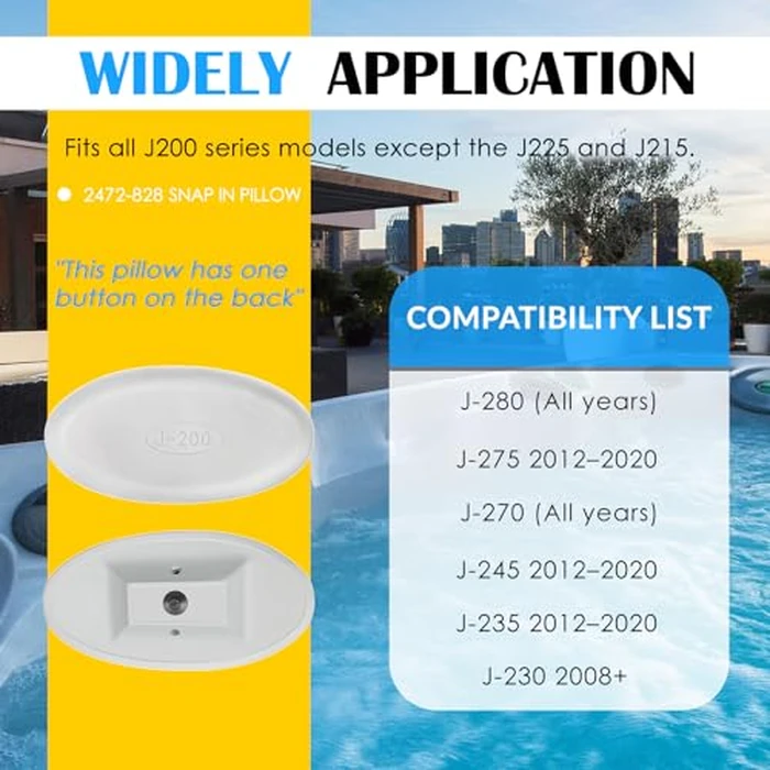 2472-828 J-200 Spa Pillow Replacement for 2008 and Newer Jacuzzi J-200 Series hot tub spa Pillow headrest (4-Pack) White by Camoo - Image 3