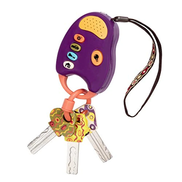 B. toys - Toy Car Keys - Key Fob with Lights & Sounds - Interactive Baby Toy - Pretend Keys for Babies, Toddlers - 10+ Months - FunKeys - Purple by B. toys - Used - Like New condition