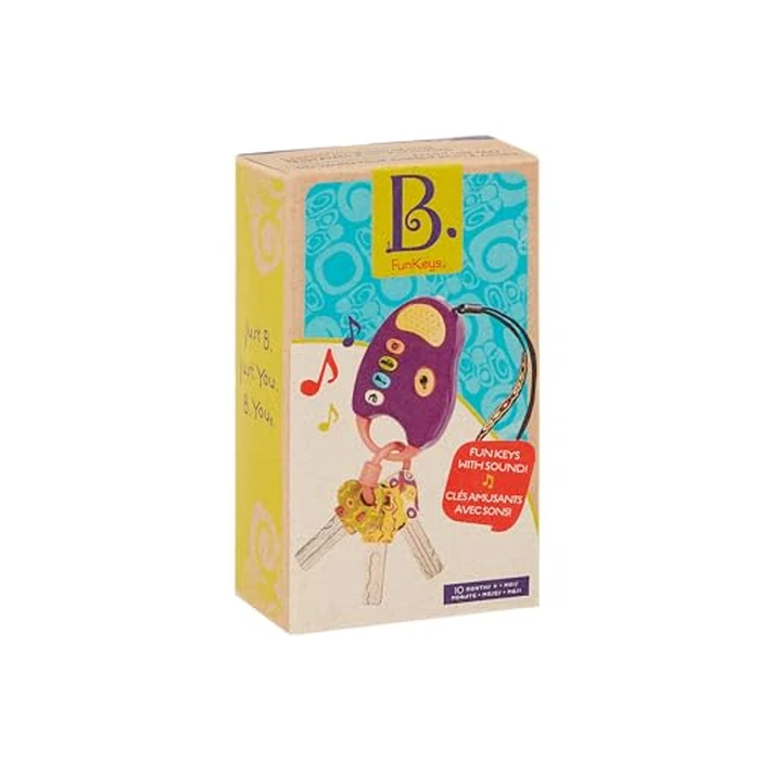 B. toys - Toy Car Keys - Key Fob with Lights & Sounds - Interactive Baby Toy - Pretend Keys for Babies, Toddlers - 10+ Months - FunKeys - Purple by B. toys - Image 5