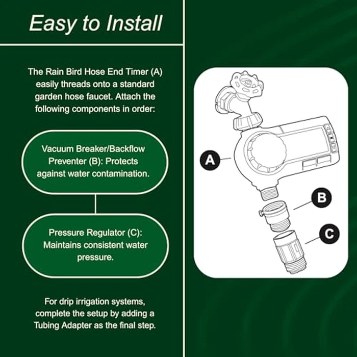 Rain Bird 1ZEHTMR Professional Grade Electronic Digital Hose End Timer/Controller, One Zone/Station, Battery Operated, Digital with Plastic Inlet/Outlet by Rain Bird - Image 2
