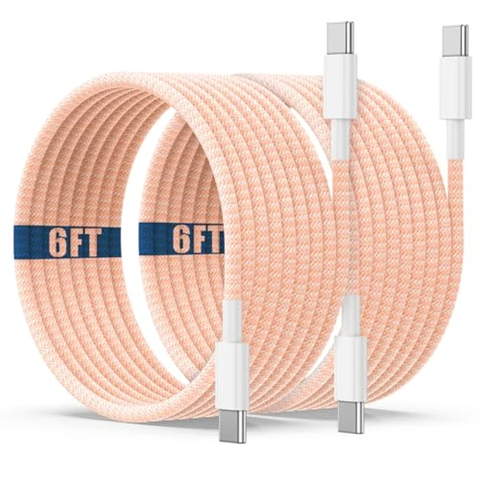 USB C to C Charging Cable 6ft, 60W Fast Type C to C Charger Cord Long for Apple iPhone 17 Pro Max/17 Air/16 Pro Max/15 Plus, MacBook Pro 2021/2020/2019,iPad 12.9/11 inch/Mini/Air 5/4,Samsung Galaxy by Qalirvis - Used - Like New condition - US$11.19