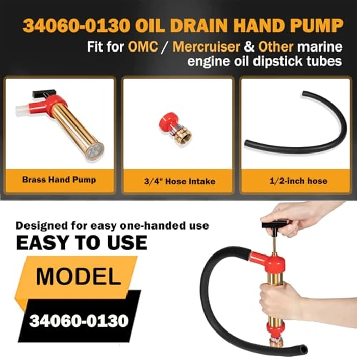 E-cowlboy 34060-0130 Premium Brass Marine Engine Oil Pump, 10.25" Length, 1.25" Diameter, Fast 1 Gallon/Minute Drainage, Compatible with OMC/Mercruiser by E-cowlboy - Image 4