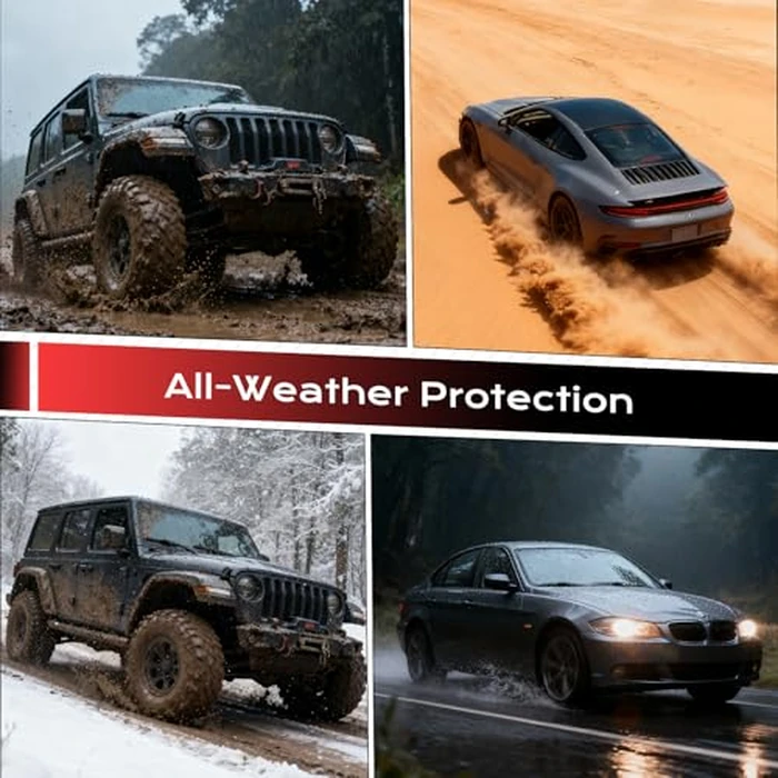 Coverado Heavy-Duty PVC Car Floor Mats Full Set - Red Metallic Heel Pad, All-Weather Protection for Front & Rear, Non-Slip Backing, Easy-to-Clean Liners, 4 Pcs by Coverado - Image 8