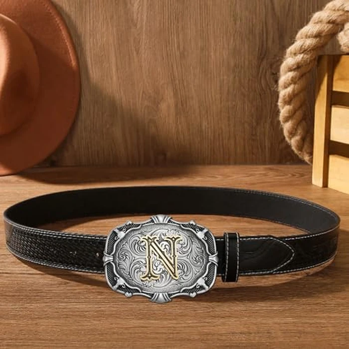 MUSVIKY Western Belt Buckle Initial Letters Cowboy Rodeo N Belt Buckle for Men Women Cowboy Cowgirl by MUSVIKY - Image 5