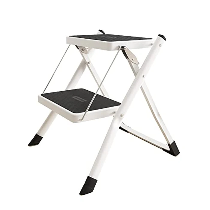 DAWNYIELD 2 Step Ladder Folding Step Stool, Small Ergonomic Portable Ladder 330 lbs Capacity with Wide Anti-Slip Pedal for Kitchen Pantry Closet Garage Home, Lightweight Sturdy Steel, Space Saving by DAWNYIELD - Image 9