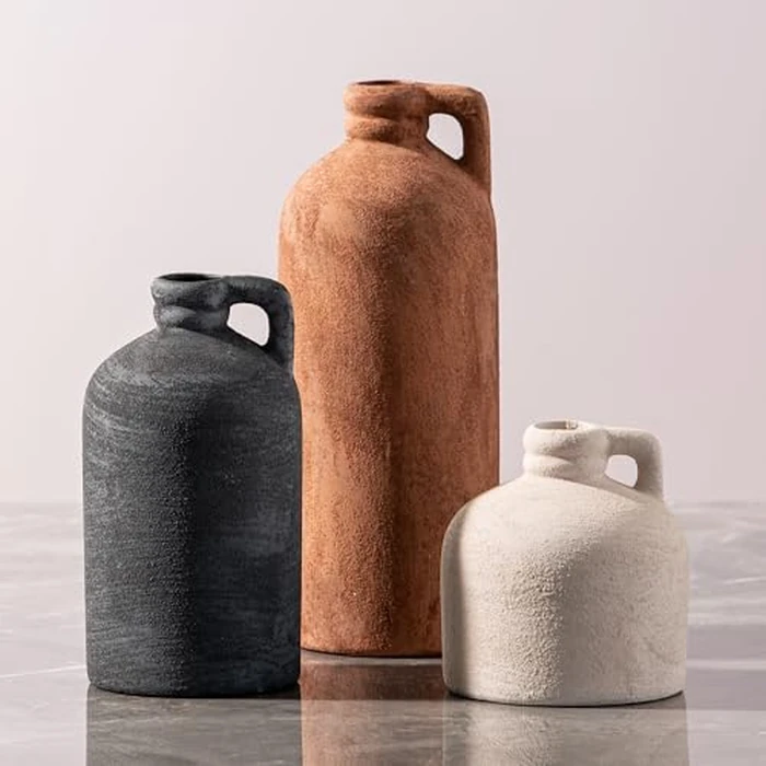 Ceramic Vase Home Table Decor - Flower Vase Set of 3 Living Room Kitchen Decorations Farmhouse Modern Rustic Vases Decorative Centerpiece for Shelf Bedroom Office Bathroom Dining Coffee Desk by Vanselia - Used - Acceptable condition - US$19.19
