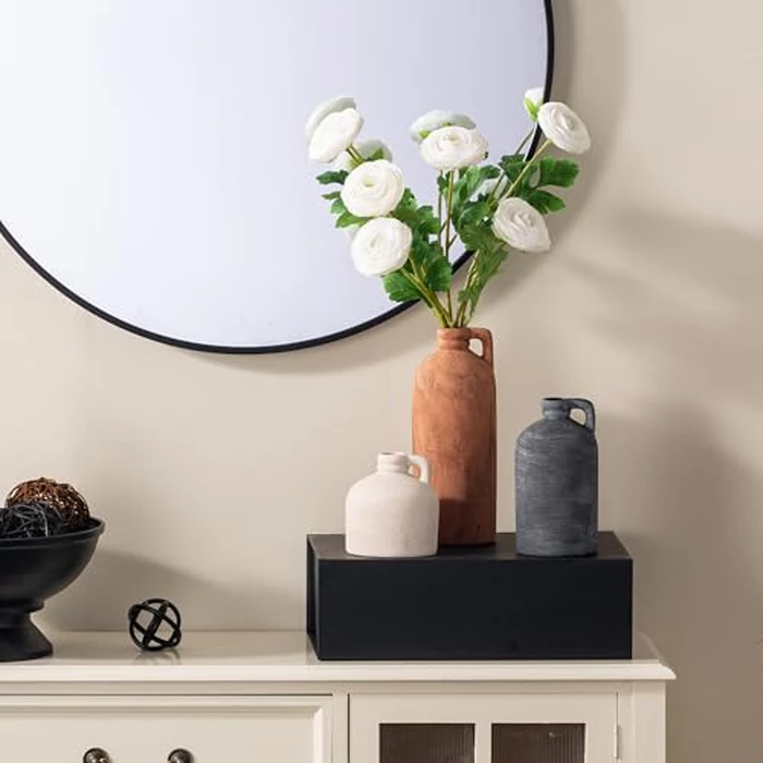 Ceramic Vase Home Table Decor - Flower Vase Set of 3 Living Room Kitchen Decorations Farmhouse Modern Rustic Vases Decorative Centerpiece for Shelf Bedroom Office Bathroom Dining Coffee Desk by Vanselia - Image 5