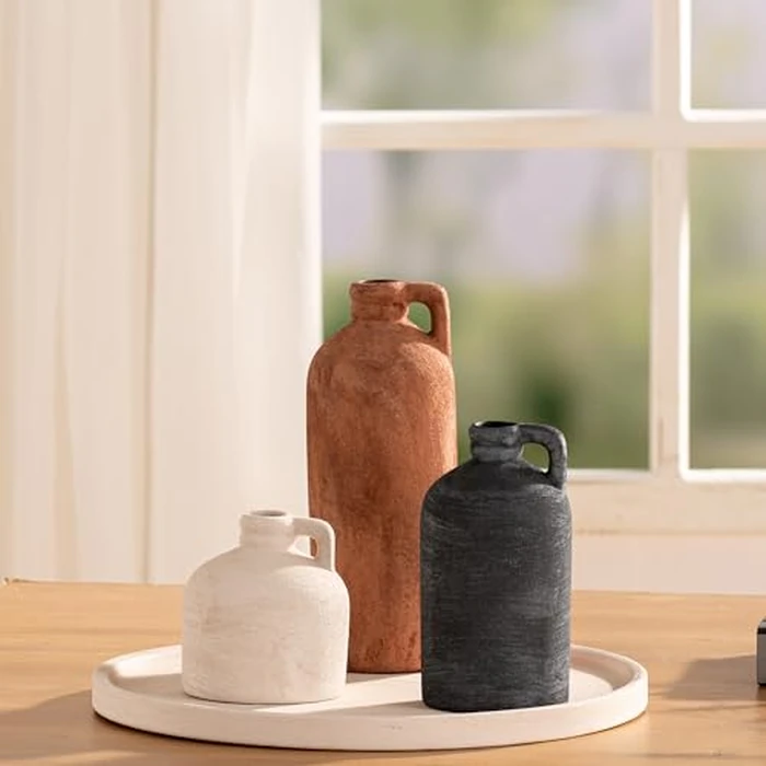 Ceramic Vase Home Table Decor - Flower Vase Set of 3 Living Room Kitchen Decorations Farmhouse Modern Rustic Vases Decorative Centerpiece for Shelf Bedroom Office Bathroom Dining Coffee Desk by Vanselia - Image 7