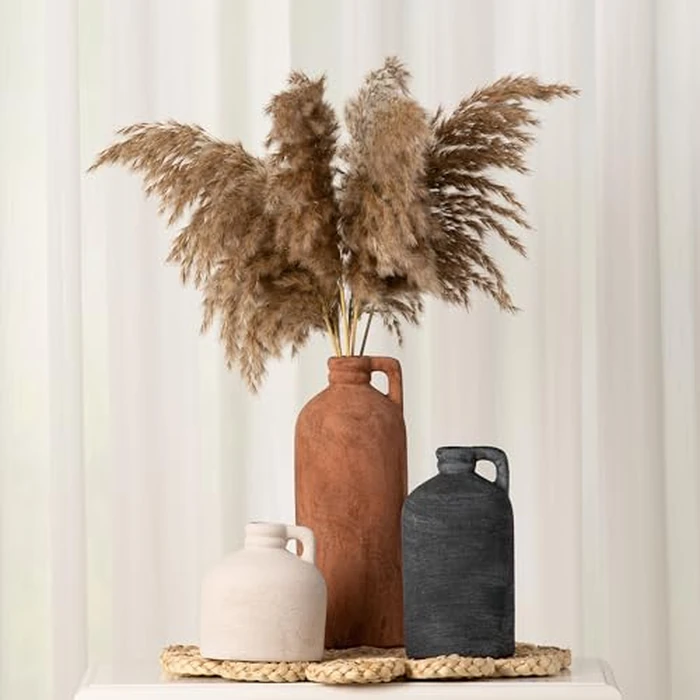 Ceramic Vase Home Table Decor - Flower Vase Set of 3 Living Room Kitchen Decorations Farmhouse Modern Rustic Vases Decorative Centerpiece for Shelf Bedroom Office Bathroom Dining Coffee Desk by Vanselia - Image 8