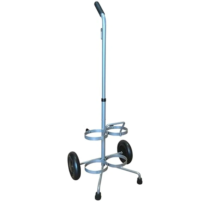 ResOne Dual Oxygen Tank Cart, Portable Oxygen Cart with Wheels, Adjustable Handle, Powder‑Coated Steel Frame, Holds 2 Size D or E Cylinders by ResOne - Used - Very Good condition - US$48.63