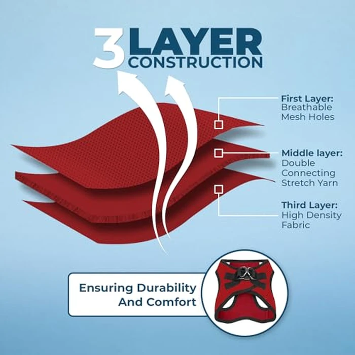 Best Pet Supplies Voyager Step-in Air Harness - All Weather Mesh, Reflective, No Pull Harness for Dogs, Cats - Secure with Hook & Loop Fastener, Buckle, Double D-Rings - Red/Black Trim, XL by Best Pet Supplies - Image 4