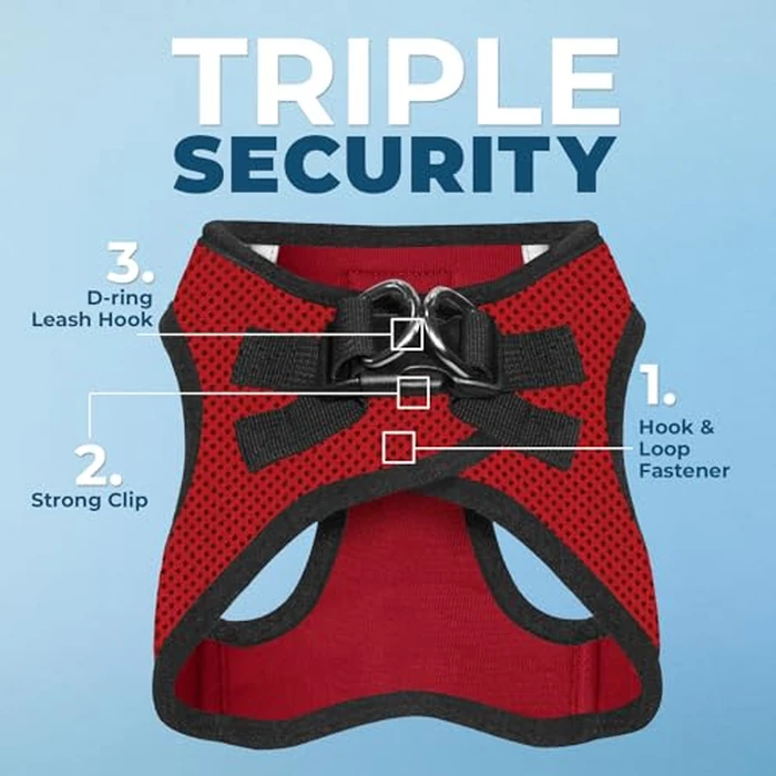 Best Pet Supplies Voyager Step-in Air Harness - All Weather Mesh, Reflective, No Pull Harness for Dogs, Cats - Secure with Hook & Loop Fastener, Buckle, Double D-Rings - Red/Black Trim, XL by Best Pet Supplies - Image 5