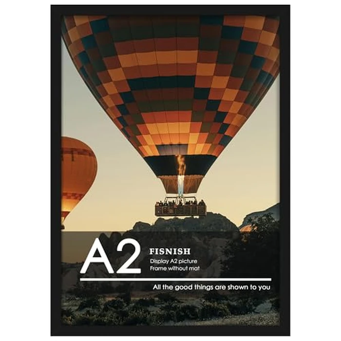 Fisnish A2 Picture Frame Black, Classic 16.5x23.4 Poster Frame, Horizontal or Vertical Wall Mounting, 1 Pack by Fisnish - Used - Very Good condition