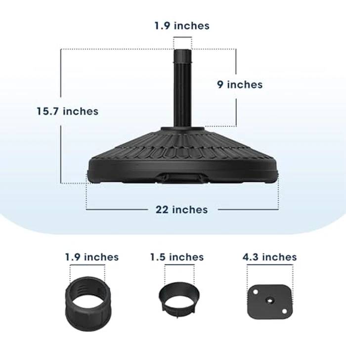 wikiwiki 90 Lbs HDPE Round Patio Umbrella Base, Weighted Umbrella Stands Fits 1.5-1.9in Poles for Garden, Lawn, Deck, Backyard & Pool, Black by wikiwiki - Image 2