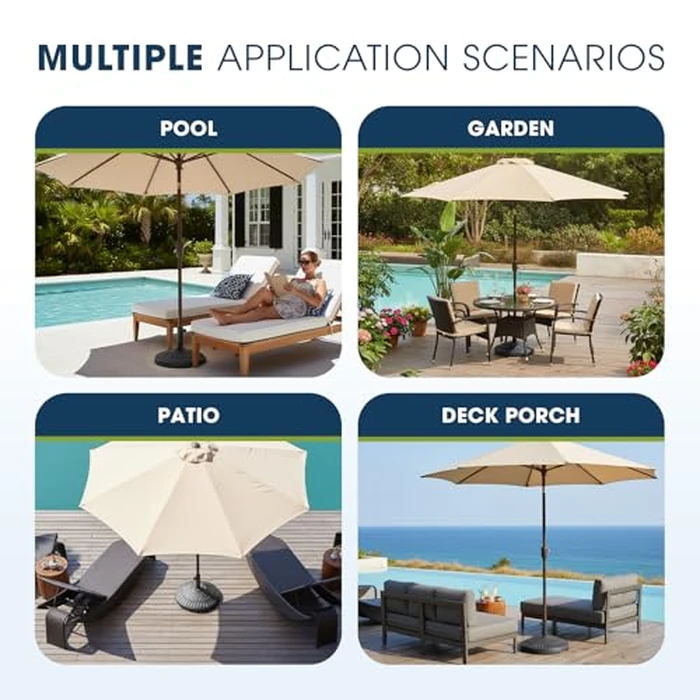 wikiwiki 90 Lbs HDPE Round Patio Umbrella Base, Weighted Umbrella Stands Fits 1.5-1.9in Poles for Garden, Lawn, Deck, Backyard & Pool, Black by wikiwiki - Image 7