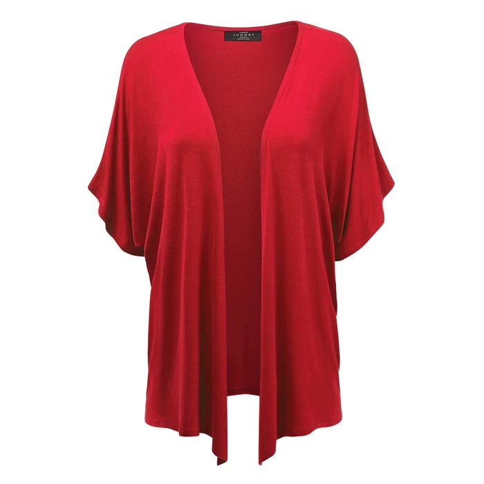 MBJ Women's Kimono Style Short Sleeve Dolman Cardigan - Lightweight Open Front Summer Cover-Up L RED by Made By Johnny - Used - Like New condition