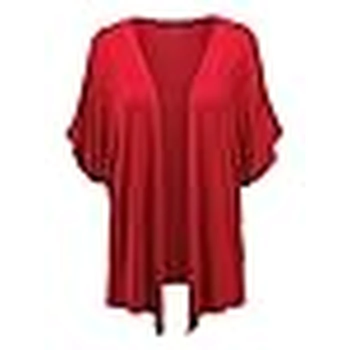 MBJ Women's Kimono Style Short Sleeve Dolman Cardigan - Lightweight Open Front Summer Cover-Up L RED by Made By Johnny - Image 3