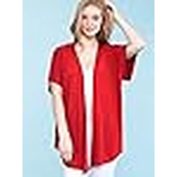 MBJ Women's Kimono Style Short Sleeve Dolman Cardigan - Lightweight Open Front Summer Cover-Up L RED by Made By Johnny - Image 9