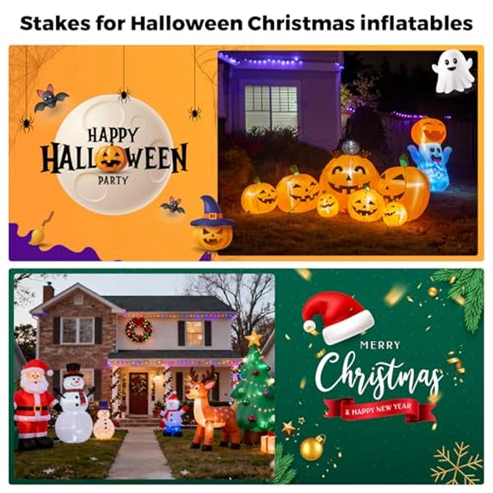 Kingsyard 16 Pack 12 Inch Rebar Stakes J Hook Ground Stakes, Galvanized Metal Heavy Duty Tent Stakes for Trampolines Chain Link Fence Lawn Inflatables Decorations Outdoor Canopy Swing Set by Kingsyard - Image 7